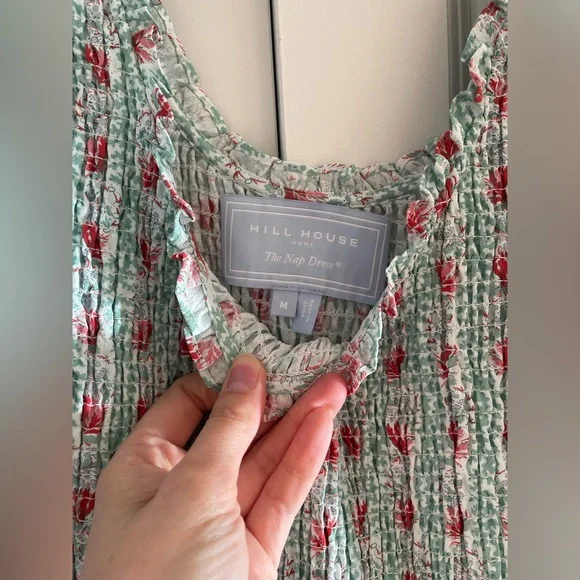 Hill House Women’s Mint Green Midi Dress with Red Floral Print - Picture 3 of 4